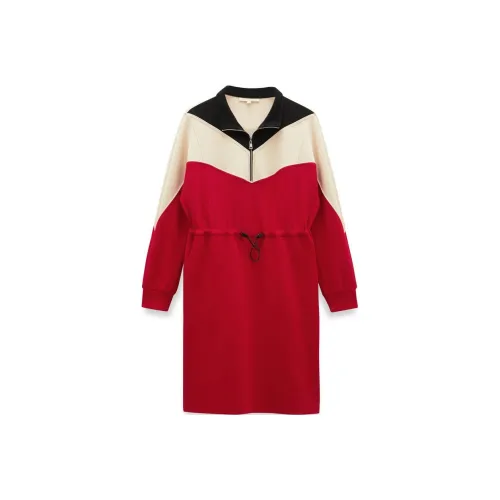 XII BASKET Настоящий красный Женские Длинные Платья с рукавами