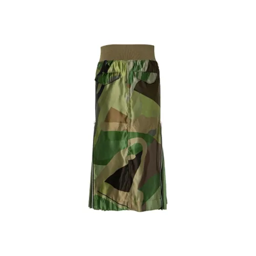 Sacai совместный бренд x KAWS Повседневный Длинный Юбка Женские