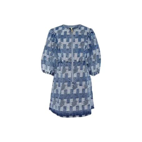 BARBOUR SS24 Короткий рукав Платье Женское Синее