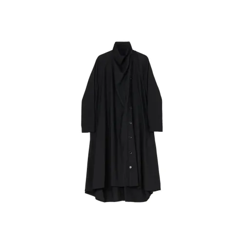Yohji Yamamoto Черные Женские Длинные Платья с Длинными Рукавами