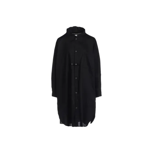Yohji Yamamoto Черные Женские Длинные Платья с Длинными Рукавами