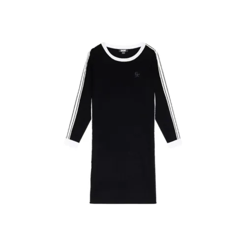 DKNY Длинное платье с длинными рукавами женское черное