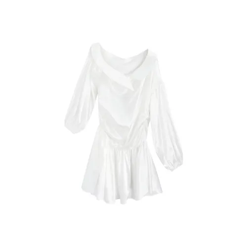 Garbege Короткий рукав Платье Женское Белое