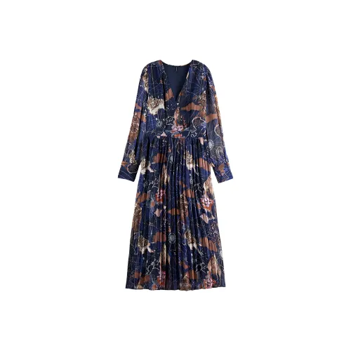 Scotch&Soda Многоцветные Женские Длинные Платья с Рукавами