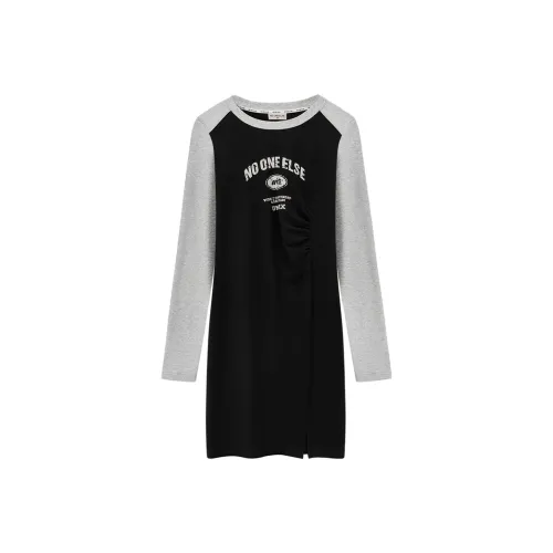 NO ONE ELSE Черное Женское Длинное Платье с Рукавами