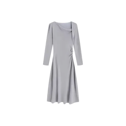 MOSIIMORII Длинное платье с длинными рукавами женское лунный серый