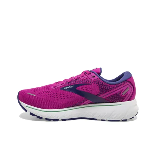 Brooks Ghost 14 Slip-Resistant Abrasion-Resistant Low Top Беговые кроссовки Женские Фиолетово-розовые