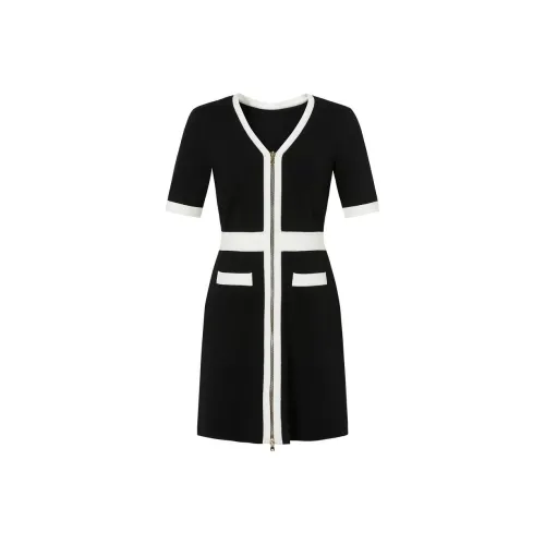 JZ. ANNAKRO Простое черное женское короткое платье с рукавами