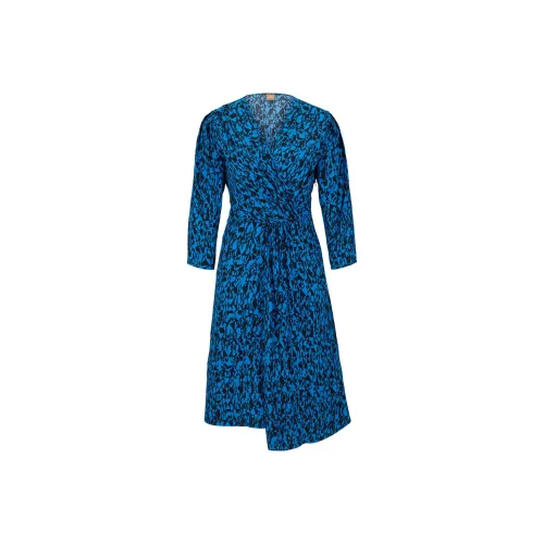 HUGO BOSS Blue Женские Длинные Платья с Рукавами