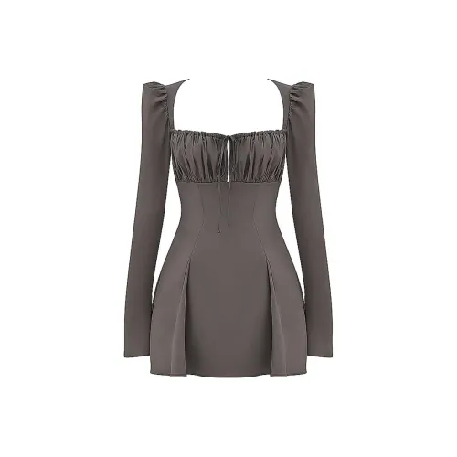 HOUSE OF CB SS23 Carlina Коллекция Длинное Платье с Длинными Рукавами Женское Мокко