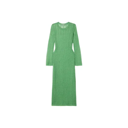 Stella McCartney Длинное платье с длинными рукавами женское зеленое