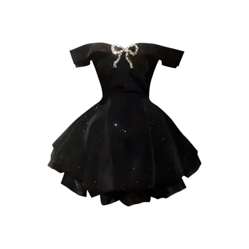 ABBY GODDESS Короткое платье с короткими рукавами женское черное