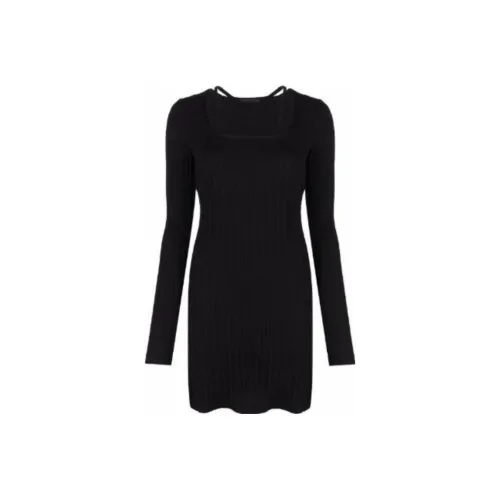 Helmut Lang Черное Женское Длинное Платье с Рукавами