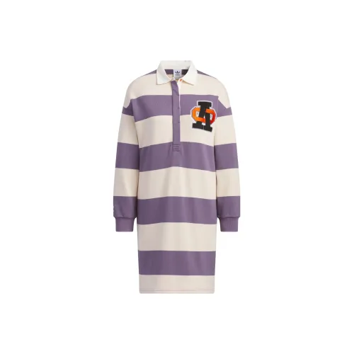 adidas originals Темно-серый Фиолетовый Женские Длинные Рукава Платья