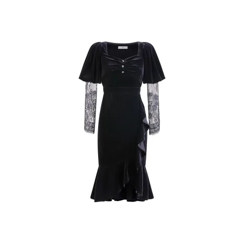 AUI Black Женские Длинные Рукава Платья