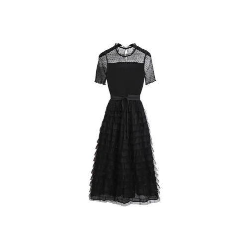 Silky Queen Короткий рукав Платье Женское Черное