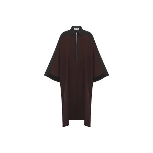 Sunnei Длинное платье с длинными рукавами женское красно-коричневого цвета