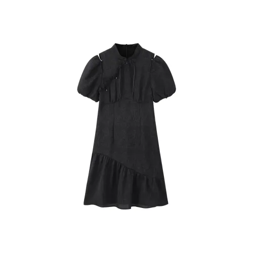 LEDIN Короткий рукав Платье Женское Черное
