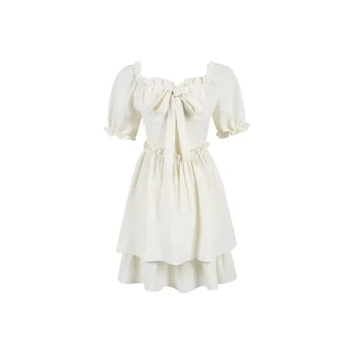 KEAB Короткий рукав Платье Женское Абрикосовое