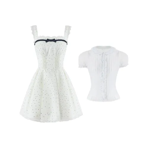 ZWTX STUDIO Короткий рукав Платье Женское Белое