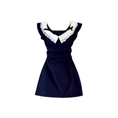 UYH Короткий рукав Платье Женское Темно-синий