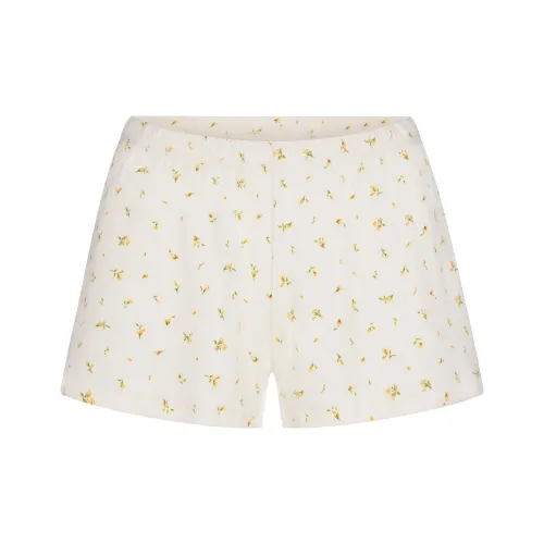 AMOMENTO SS24 COTTON Collection Хлопок Rib Short Casual Shorts Женские MARIGOLD ROSEBUD С принтом Marigold Rosebud С принтом