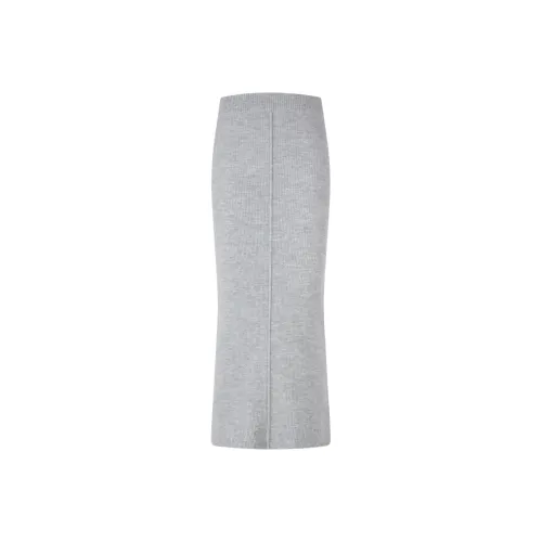 Calvin Klein SS25 P01 Перламутрово-серый Женские Вязаные Длинные Юбки