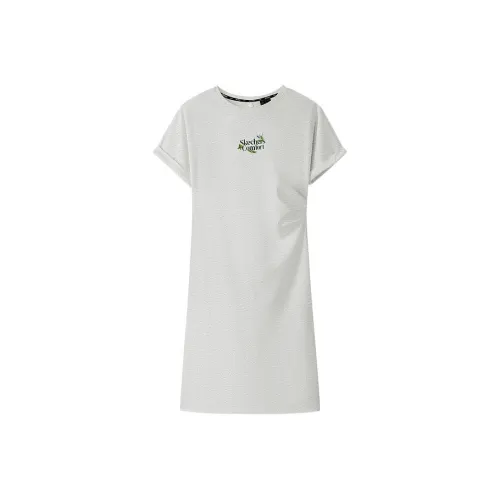 Skechers Короткий рукав Платье Женское Светлый Фотиния Серый