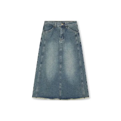 BONELESS Cut Denim Long Skirt Women's Dark Blue