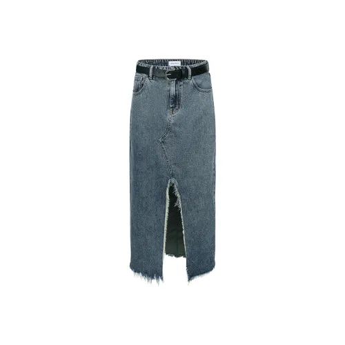 URBAN REVIVO Деним Длинная Юбка Женская Синяя