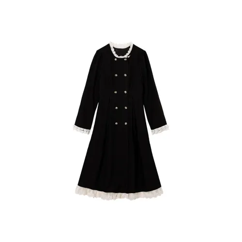 Alxnan Черное Женское Длинное Платье с Рукавами