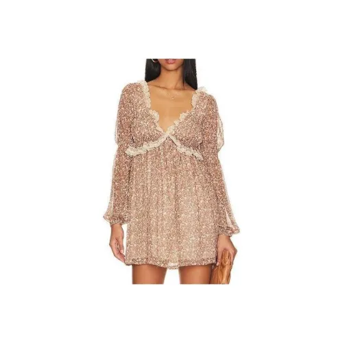 FREE PEOPLE Многоцветные Женские Длинные Платья с Рукавами