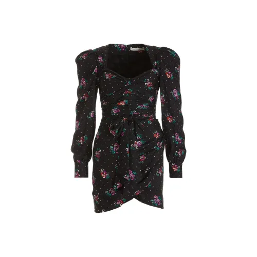 Alessandra Rich Длинное платье с длинными рукавами женское черное