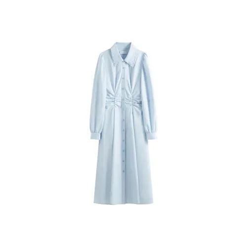 FANSILANEN Длинное платье с длинными рукавами женское тихий синий