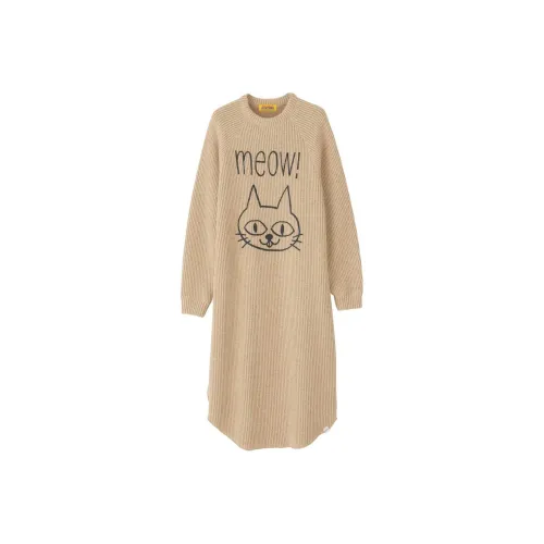 HYSTERIC GLAMOUR Длинное платье с длинными рукавами женское светлый умбра