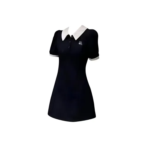 PLAY BUSH Короткий рукав Платье Женское Черное