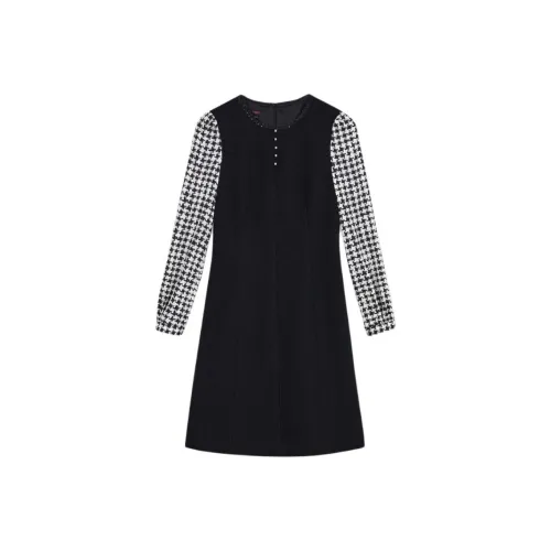 Yiner Длинное платье с длинными рукавами женское черное