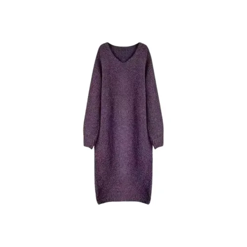 KEAB Длинное платье с длинными рукавами женское фиолетовое