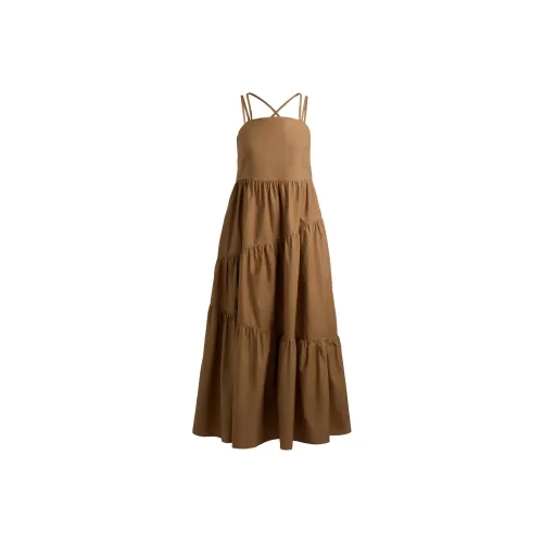 Макси-платье Hugo Boss из хлопкового поплина с кроссоверными ремешками платье-комбинация женское коричневый