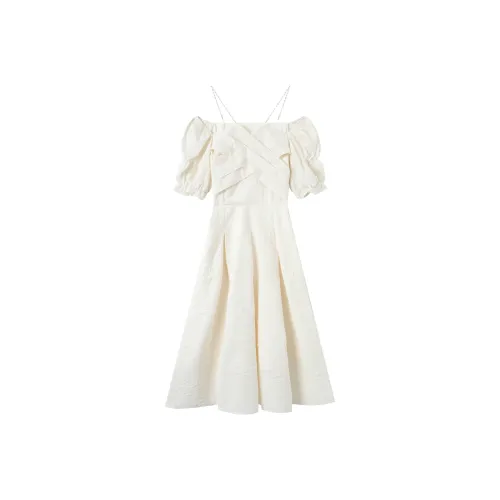 EIDOLON GRAIN Короткий рукав Платье Женское Бежевый Абрикос