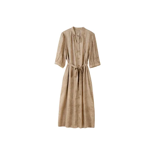 To The West Короткий рукав Платье Женское Чайный коричневый