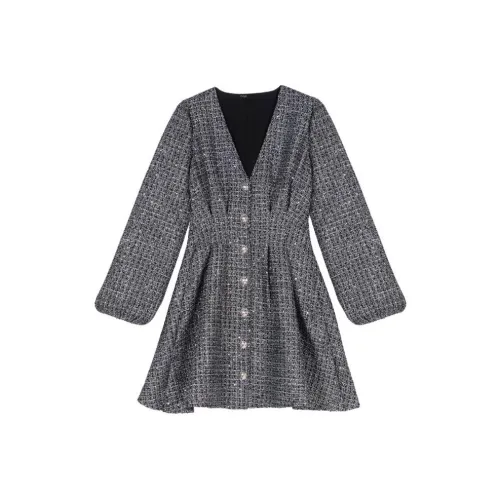 Maje Длинное платье с длинными рукавами цвет женский серебряный