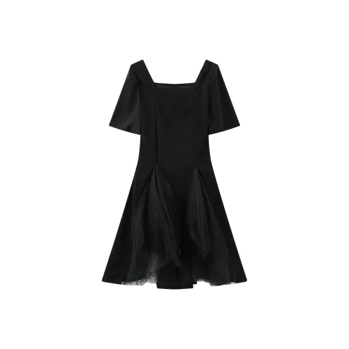 ZCDECO Короткий рукав Платье Женское Черное