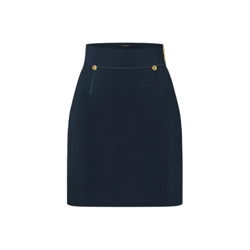 LOUIS VUITTON Новые ежеквартальные продукты LV Темно-синие Женские Повседневные короткие юбки