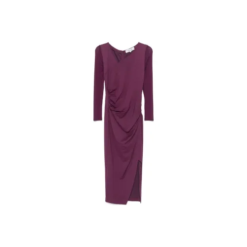 DVF Diane Von Furstenberg FW24 Длинное платье с длинными рукавами женское темно-фиолетовое