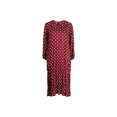 CDG Длинное платье с длинными рукавами женское бордового цвета