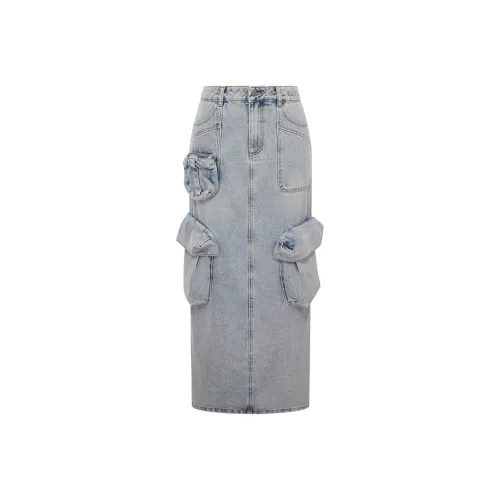 d'zzit Denim Long Skirt Women's Light Blue