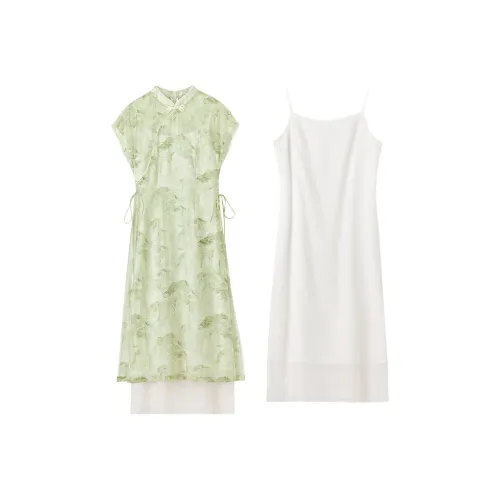 SENTUBILA Короткий рукав Платье Женское Смешанный Зеленый