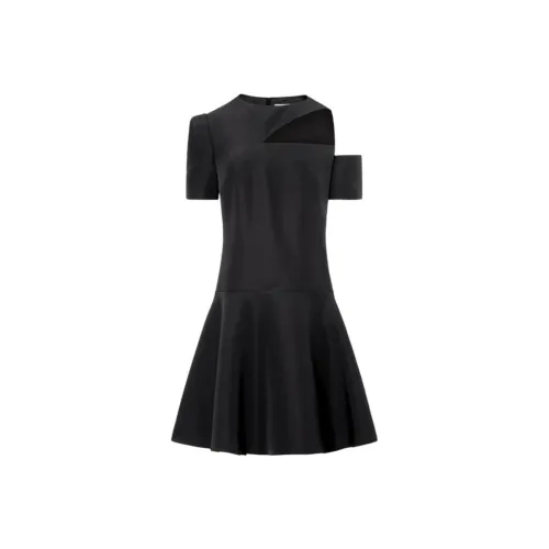 Carven Черное Женское Короткое Платье с Рукавами