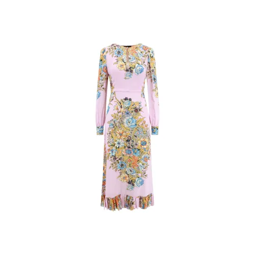 ETRO Розовые Женские Длинные Платья с Рукавами